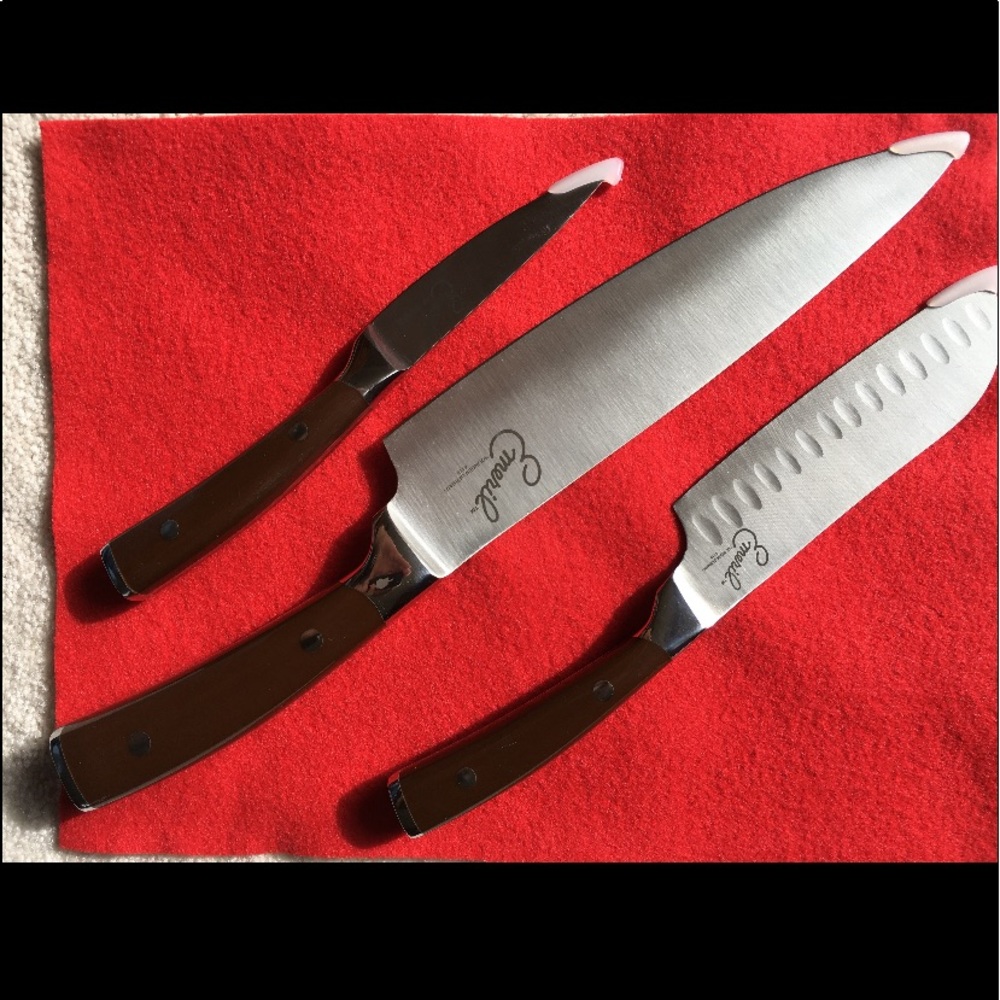 Three Kitchen knives knife cutlery set by Emeril